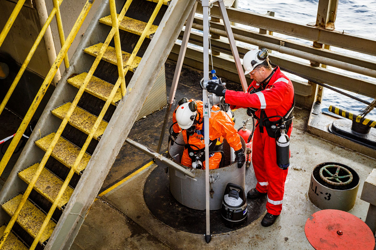 Entering a confined space on a rig