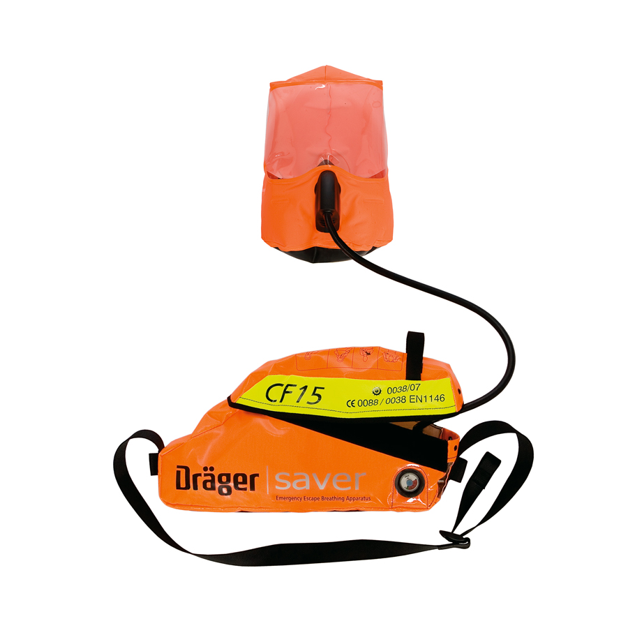 3359735 Dräger Saver CF - Compressed Air Escape Device The Dräger Saver CF constant flow Emergency Escape Breathing Apparatus (EEBD) allows safe, effective and uncomplicated escape from hazardous environments. Simple to put on and featuring automatic operation, this hood-based, constant flow breathing device can be used with minimal training.