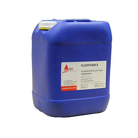 SG01918 Bio-Ex Fluofoam 6 FLUOFOAM 6 is a fluorosynthetic foam AFFF, based on the combination of surfactants selected for their foaming property and their resistance to dehydration and heat. The film-forming property AFFF gives to FLUOFOAM 6 a high speed of extinction on hydrocarbon fires thanks to the aqueous film which insulates the fuel surface from the air.