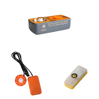 Safety lights for life jackets and suits